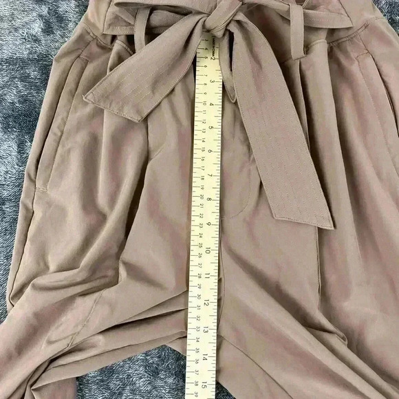 Athleta High-Rise Cardiff Pants Cuffed Pleated Belted Women's 10 Brown Pockets - Picture 8 of 12